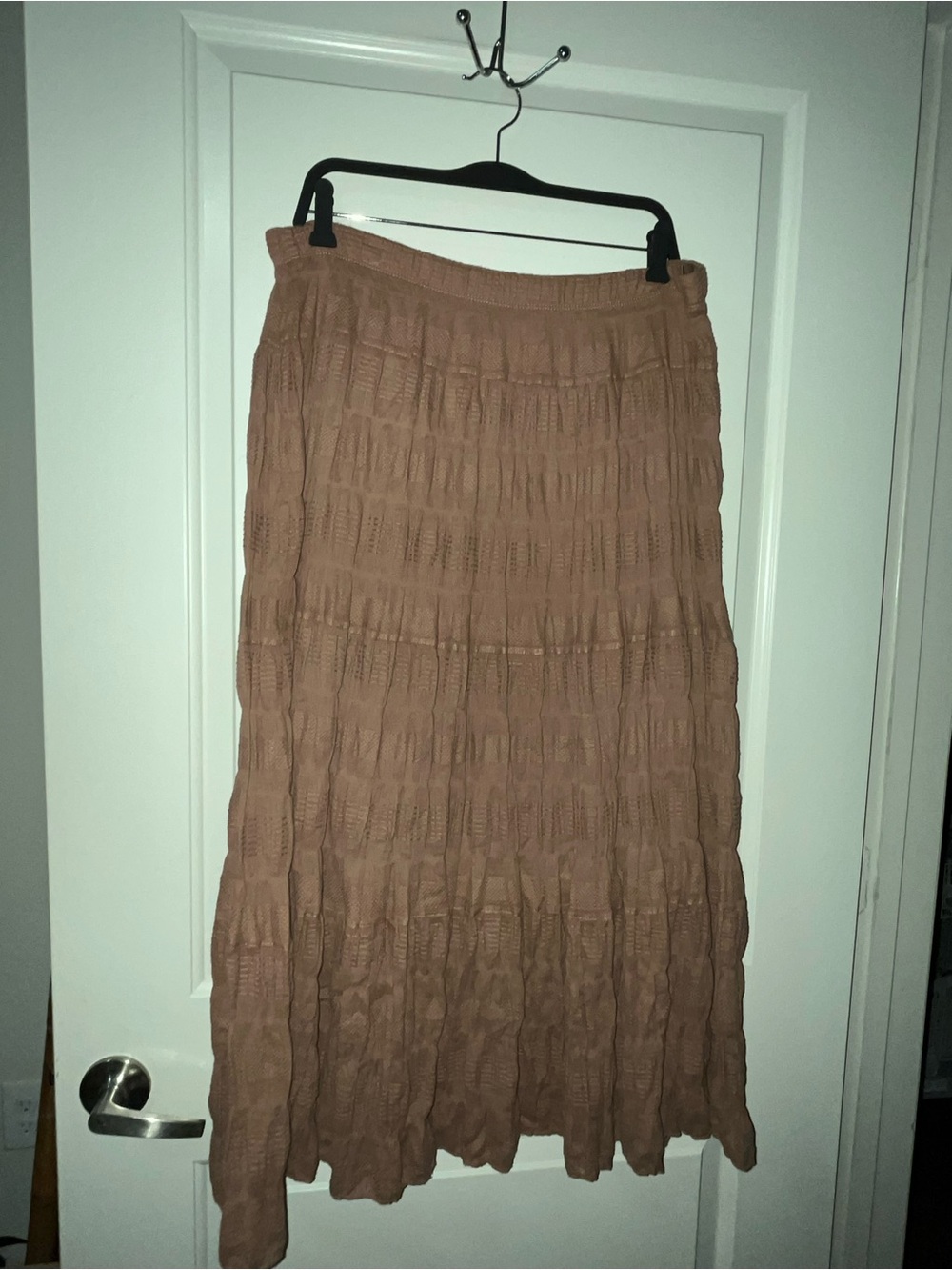 Max Studio Tiered Crinkle Maxi Skirt - Taupe